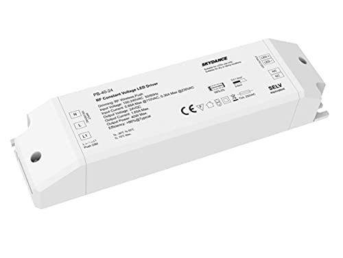 Transformator Netzteil dimmbar 24V 40W dimmbar mit Taste N.O. Push Dimmer und Fernbedienung RF 2.4G für LED-Streifen 24V Skydance PB-40-24 von LEDLUX