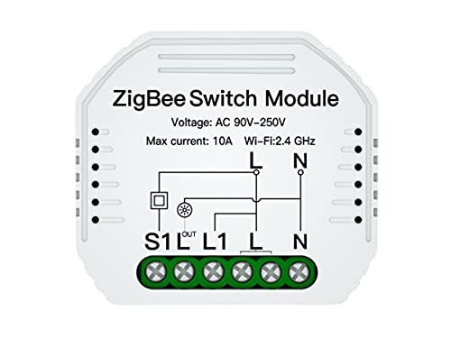 ZigBee Intelligenter Mini-Schalter, ZigBee Smart Schalter, 10 A, 220 V, Funktion mit Taste und RF-Fernbedienung, TUYA-App, kompatibel mit Amazon Alexa und Google Home von LEDLUX