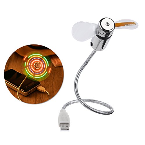 LEDMOMO Flexibler USB-Portable Mini-USB-Schreibtisch-Fan mit Mehrfarben-LED-Licht, Tragbar, Klein, 2 PCS von LEDMOMO