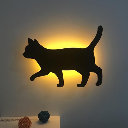 Katze LED Nachtlampe Sprachsteuerung Nachtlicht Lampe Wandlampe Batterie (warme Farbe) von LEDMOMO