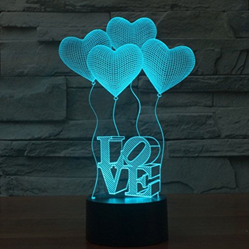 LEDMOMO 3D Lampe Nachtlicht Stimmungslicht Tischlampen Deko Herzen von LEDMOMO