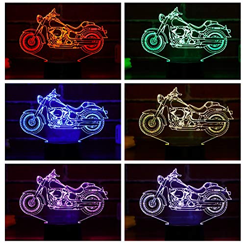 LEDMOMO Motorrad 3D Nachtlicht, 3D Illusion Lampe Visual Effect Nachtlicht mit 7 Farben Touch Switch Änderungen Nachtlicht Dekoration Geschenk von LEDMOMO