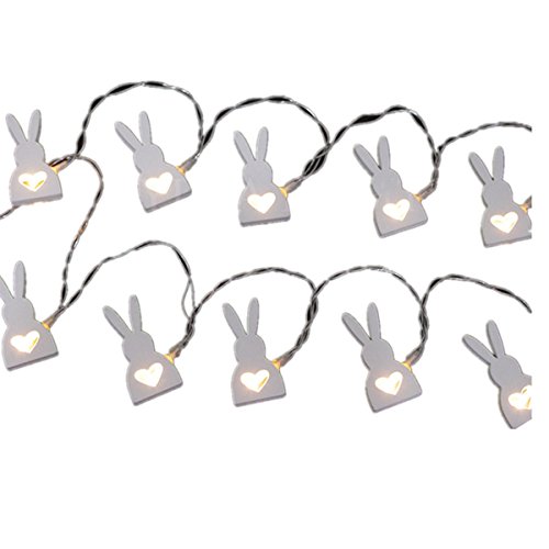 LEDMOMO Ostern Lichterkette Batteriebetriebene Holz Kaninchen Form LED String Light für Halloween, Weihnachten, Ostern, Karneval usw. von LEDMOMO