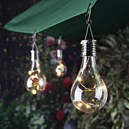 LEDMOMO Solar-Glühlampe drehbare wasserdichte hängende LED-Licht-Lampen-Birne für im Freiengarten (warmes weißes Licht) von LEDMOMO