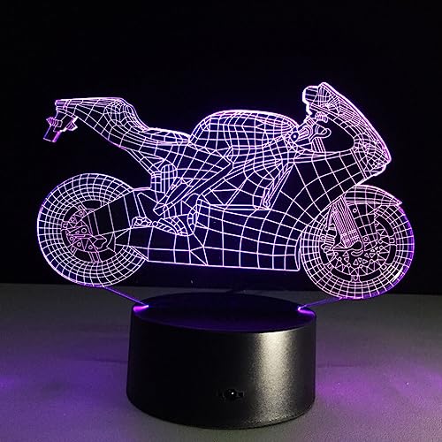 LEDMOMO Tisch LED 3D optische Kreativ Leuchten Farbwechsel optische LED Nachtlicht (Motorrad) von LEDMOMO