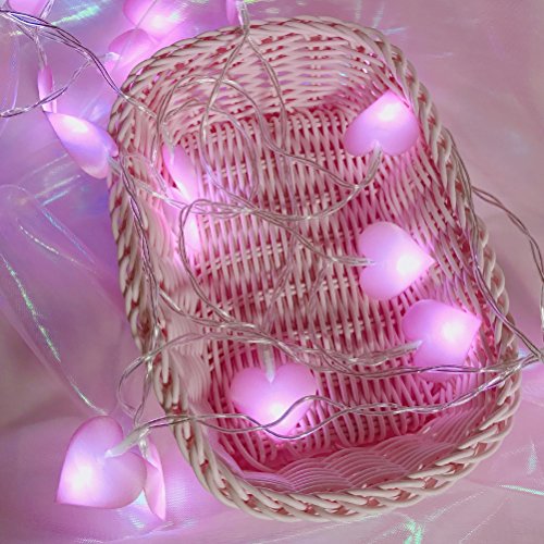 ledmomo 3 m 20 LED Rosa Form de Coeur Saiten-Licht batterieversorgt Lichter des Feen für das Patio für Hochzeiten Zimmer Weihnachten Außen Innen Prinzessin Schloss spielen Zelt (warmweiß) von LEDMOMO