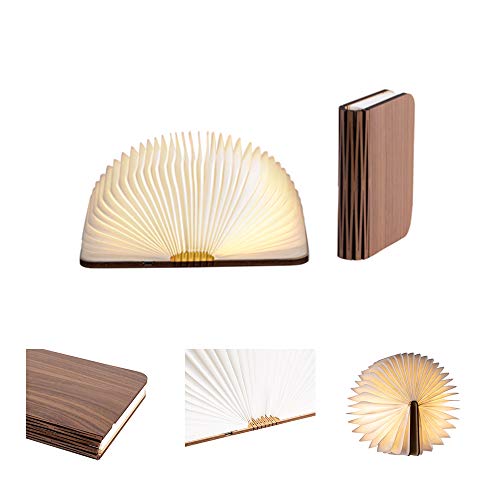 LEDR® - Buchlampe Book Lamp LED Buch Lampe Nachttischlampe Nachtlicht dekoratives Licht - USB Kabel enthalten - Wasserdicht - 100% DuPont™ Tyvek® Recyclingpapier (Walnussbraun: 12 x 9 cm) von LEDR