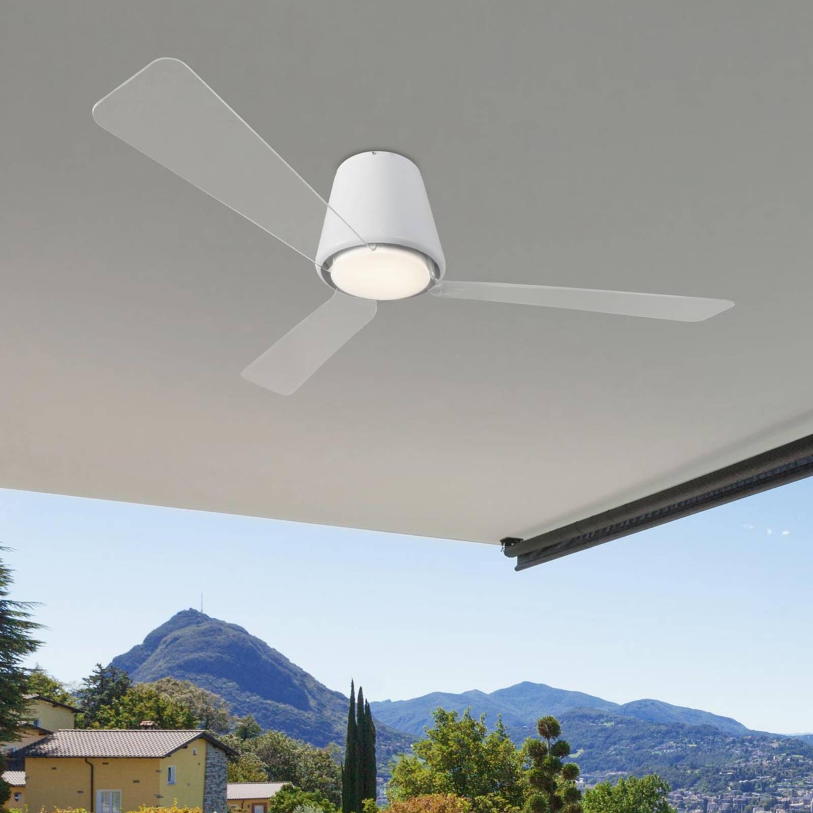 Zeitloser Deckenventilator Garbí mit LED-Licht von LEDS-C4