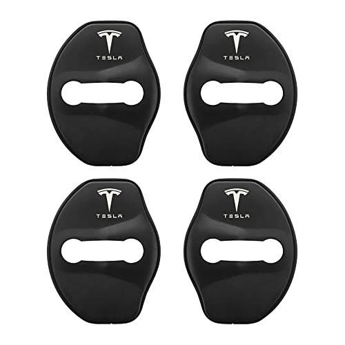 LEDSIX 4 Stück Auto Türschloss Abdeckung Schutzfolie, für Tesla Model 3 Model X Y Auto Türschlossabdeckung Innenraum Schutz Zubehör,Noir von LEDSIX