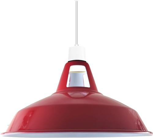 LEDSone Lampenschirme aus rotem Metall im Vintage-Retro-Stil, antike Schirme für Deckenleuchten, Lampenschirme für Vintage-Industrie-Pendelleuchten, Schlafzimmer, Küche und Badezimmer (Red) von LEDSone