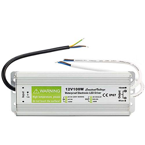 100W LED-Treiber AC 110-250V zu DC12 V LED-Transformator IP67 wasserdichter LED-Treiber 8.3A Netzteil für LED-Streifen/CCTV/Deckenleuchten/Außenbeleuchtung von LEDSone