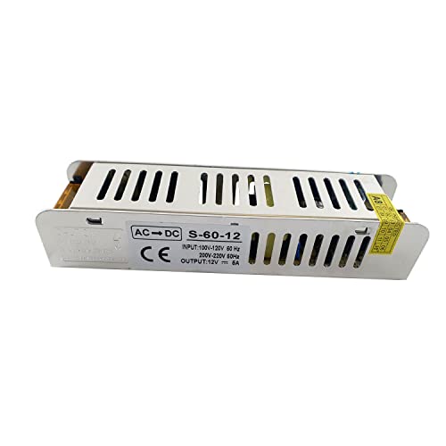 LEDSone DC12V 5A 60W Mini Universal geregelter Netzteilkonverter IP20 AC 180/240V auf DC12 Volt Adapter Transformator LED-Treiber für LED-Streifen (60W) von LEDSone