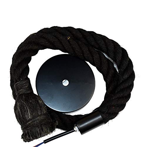 Hängeleuchte 1 m Manila-Seil Industrie-Hängelampe Retro Vintage Edison Hanf Seil mit E27 Fassung Deckenleuchte in 4 Farben Schwarz von LEDSone