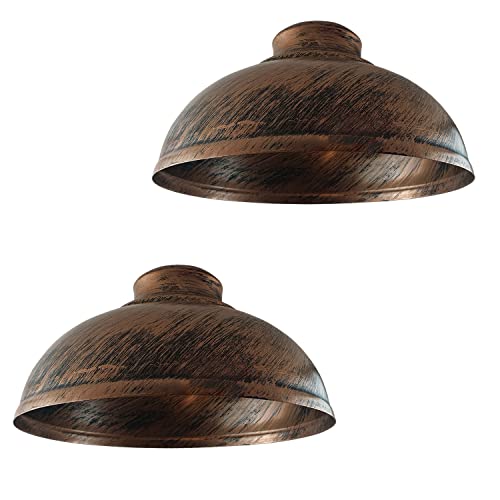 Industriële plafondhanglampen, retro-vintage stijl ronde koepelvormige hanglampenkap voor hangende plafondlampen (2, Gebürstetes Kupfer) von LEDSone