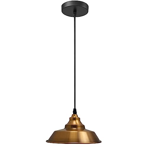 Industrielle Hängelampe Metall 3 Kopf Metall Vintage Deckenleuchte Hängelampe mit E27 Halterung und 50cm Deckenplatte (Messing Gelb - Single) (1) von LEDSone