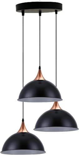 LED Sone, moderne 3-Wege-Deckenpendelleuchte, Cluster-Leuchte, schwarze Kuppel, Lampenschirm-Stil, Heimbeleuchtung. von LEDSone