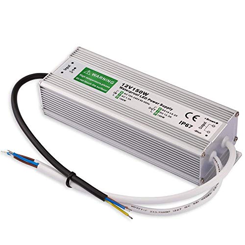 LED-Trafo DC 24 V AC 110–250 V Eingangsnetzteil, 150 W, wasserdicht, IP67-Treiber aus Aluminiumlegierung, geeignet für LED-Streifenbeleuchtung, LED-Modul und Außenbereich von LEDSone