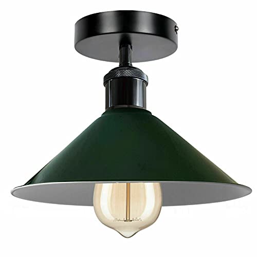 LEDSone Industrielle Deckenleuchte, Vintage, kegelförmig, Lampenschirm aus Metall, grün, Wohnkultur für Wohnzimmer, Sockel E27 (grün) von LEDSone