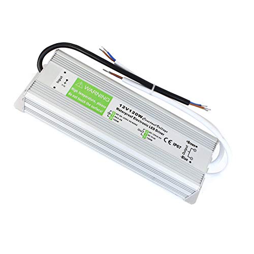 LEDSone 110V-240V AC Input/DC 12 V 120 Watt 4,16 A Output LED Trafo Wasserdicht IP67 LED Netzteil Treiber Adapter in Aluminiumlegierung Gehäuse für LED-Leuchtmittel, LED-Modul und DC-Außenbeleuchtung von LEDSone