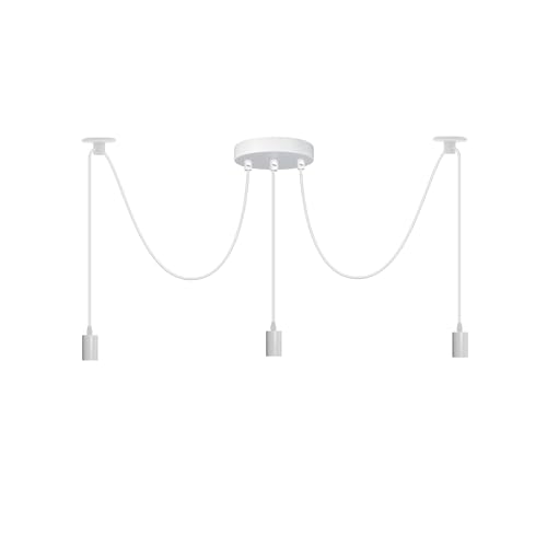 LEDSone 3 Köpfe E27 Edison Industrial Kronleuchter Verstellbare Deckenlampe Spider Light Hängelampe Fassung (Gold) (Weiß) von LEDSone