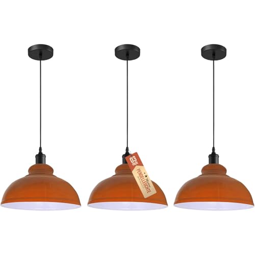 LEDSone Moderne Vintage-Pendelleuchte, industrielle Deckenleuchte, ideal für Esszimmer, Bars, Clubs und Restaurants, E27-Sockel (grün Messing) (Curvy - Orange (ohne Glühbirne)) von LEDSone
