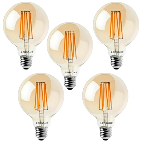 LEDSone 5 Stück Vintage Edison LED Dimmbare Glühbirne G95 8W E27 Schraube Glühbirne Retro Old Fashion LED Filament Glas Antik Lampe Machen Schönes Design (5) von LEDSone