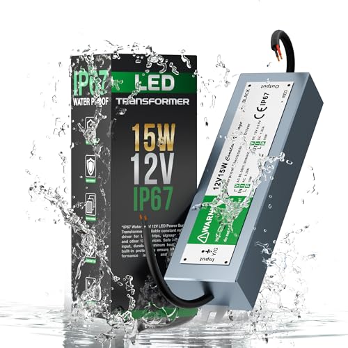 LEDSone AC90V-240V / DC12V 50W 4.16A Output Transformer Aluminum Alloy Housing IP67 Waterproof POWER SUPPLY DRIVER Adapter for Strip, Module and Light IP67-(15W) von LEDSone