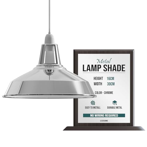 LEDSone Chrom-Metall-Lampenschirm im Modernen Retro-Stil - Antiker Lampenschirm für Deckenleuchten, Vintage-Industrie-Pendelleuchten in Schlafzimmer, Küche und Badezimmer von LEDSone