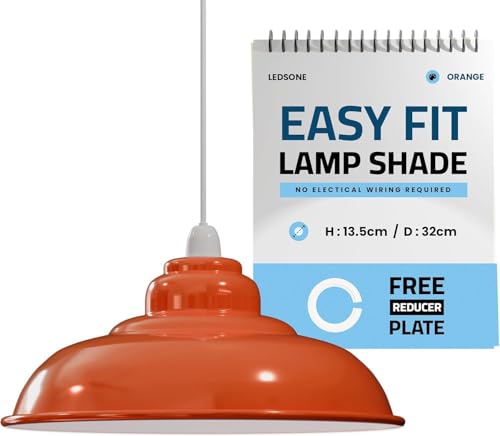 LEDSone Industrielle Hänge-Deckenleuchte, Lampenschirm, Retro-Küchen-Hänge-Deckenleuchten, Vintage-Metall-Loft-Bar-Hängebeleuchtung, rustikale Hängelampenschirm (Orange, 1 Packung) von LEDSone