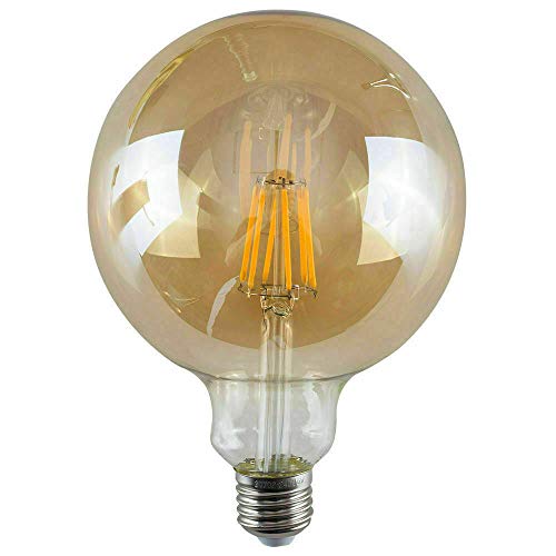 LEDSone G125 E27 8W LED Edison dimmbare Vintage Bernsteinglas Glühbirnen, warmweiß 2700 K, ideal für Heimdekoration, Hängelampen, Kronleuchter, Restaurant- und Barbeleuchtung von LEDSone