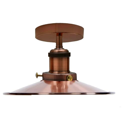 LEDSone Industrielle Vintage-Deckenbeleuchtung, halbbündige Montage, Deckenlampe aus Metall, flache Form, Downlight, E27-Sockel [Energieklasse A] (Kupfer) von LEDSone