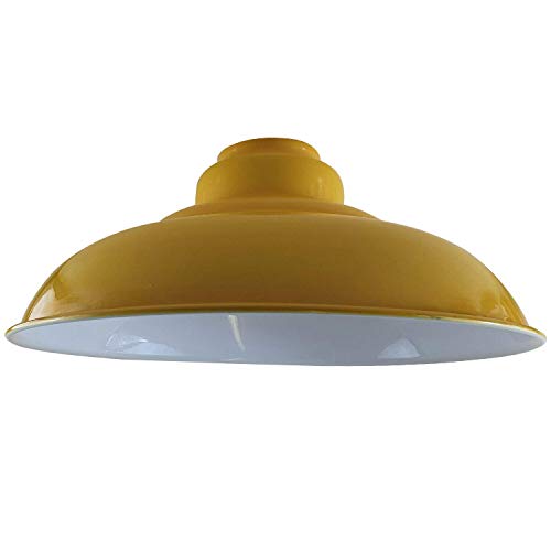 LEDSone Industrielle Hänge-Deckenleuchte, Lampenschirm, Retro-Küchen-Hänge-Deckenleuchten, Vintage-Metall-Loft-Bar-Hängebeleuchtung, rustikale Hängelampenschirm (Gelb, 1 Packung) von LEDSone