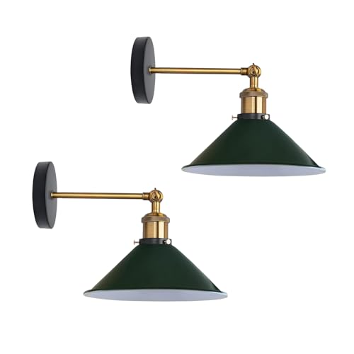 LEDSone Industrielle Metall Wand Lichter Innen Wand Leuchte Beleuchtung Wand Lampe Leuchte für Wohnzimmer Schlafzimmer Vanity Loft Cafe Bar (Grün, 2er-Pack) von LEDSone