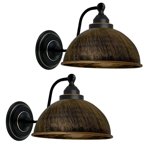 LEDSone Industrielle Wandleuchte Vintage Retro Eisen Lampenschirm E27 Deckenleuchte Wandlampe Innenbeleuchtung für Küche Esszimmer Schlafzimmer Restaurant Bar (Gebrochenes Kupfer, 2er-Pack) von LEDSone