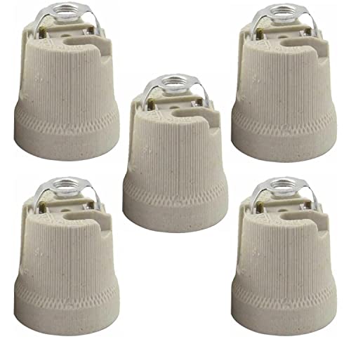 LEDSone Keramik-Porzellan ES27 E27 Edison-Schraube Wärme Vintage Lampe Halter mit Halterung (3 Stück, Form 3) (Stil 3, 5 er-Pack) von LEDSone