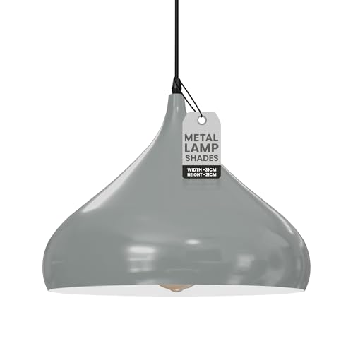 LEDSone Metall Lampenschirme, 31,5cm, 2er-Pack, für Industrie-Deckenleuchten. (Grau) von LEDSone