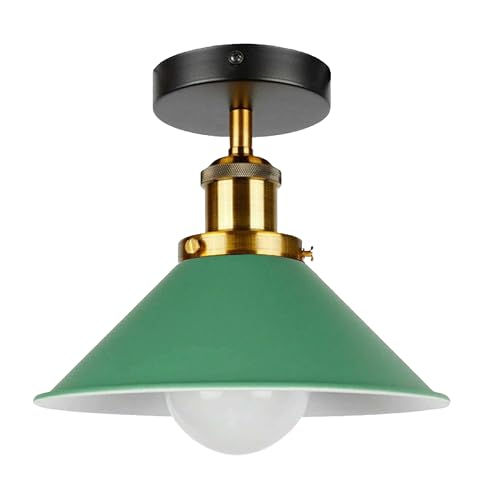 LEDSone Moderne Deckeneinbauleuchte Metall Deckeneinbauleuchte LED Leuchten Halbeinbauleuchte Metall Kronleuchter 22cm konisch Lampenschirm für Halle, Wohnzimmer (Grün) von LEDSone
