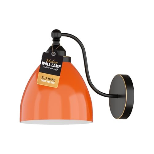 LEDSone Moderne Vintage Retro Industrie Schwanenhals Metallarm E27 Wandleuchte Wandleuchte Set Leuchte für Wohnzimmer Esszimmer Küche [Energieklasse A] (Blau) (Orange) von LEDSone