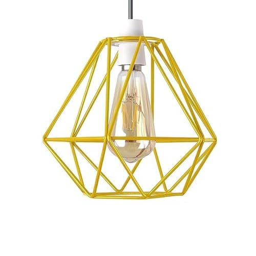 LEDSone Metalldrahtkäfig-Lampenschirm, Vintage-Industrie-Käfig-Kronleuchter-Lampenschirm, Wandleuchte, Decken-Pendelleuchten-Set für Hotel-Boutique-Outlet-Bühne (Gelb Typ 2) von LEDSone