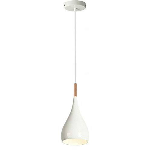 LEDSone Moderne tropfenförmige Pendelleuchte mit blauem Schirm, industrielle Deckenbeleuchtung, ideal für Esszimmer, Bars, Clubs und Restaurants (weiß) von LEDSone