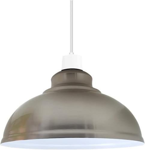 LEDSone Moderner, industrieller, einfach zu montierender, geschwungener Lampenschirm aus Metall für Wand- und Tischlampen-Hängeanhänger (Satiniertes Nickel) von LEDSone