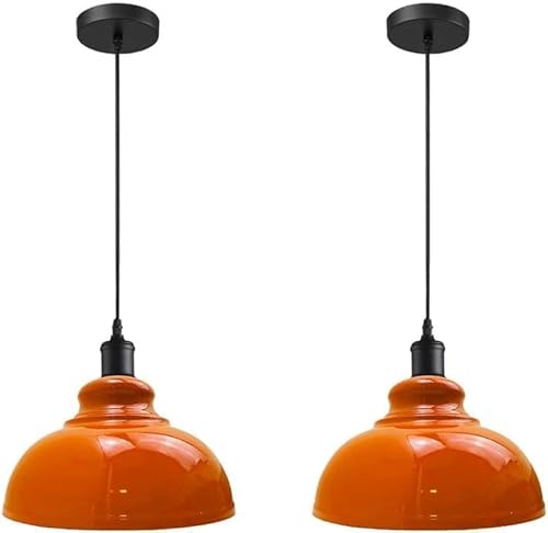 LEDSone Moderner Kronleuchter, Vintage-Pendellampenschirm, Industrielle hängende Deckenbeleuchtung, Ideal für Esszimmer, Bar, Club, E27-Sockel (orange 2pk) von LEDSone