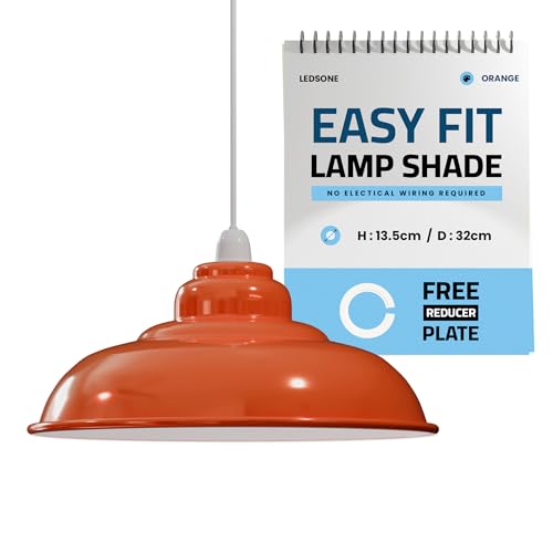 LEDSone Retro Industrial Pendelleuchte Bar 32cm Lampenschirm Pendelleuchten Deckenlampe Moderner Lampenschirm aus Metall für den gesamten Innenbereich in Metallschirmen (Orange, pack 1) von LEDSone