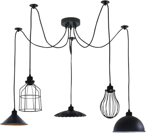 LEDSone 8-flammige Pendelleuchte im Industriestil, verstellbare Vintage-Halbdeckenmontage für Esszimmer, Küche, Schlafzimmer, Bauernhaus. (SCHWARZ 3) LEDSone 8-flammige Pendelleuchte im Industriestil, verstellbare Vintage-Halbdeckenmontage für Esszimmer, Küche, Schlafzimmer, Bauernhaus. (SCHWARZ 3) von LEDSone
