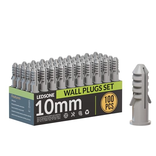 LEDSone Schrauben und Dübel Set Grau 10mm 100 Stück Mauerwerk Befestigungen Sortiment Kit von LEDSone
