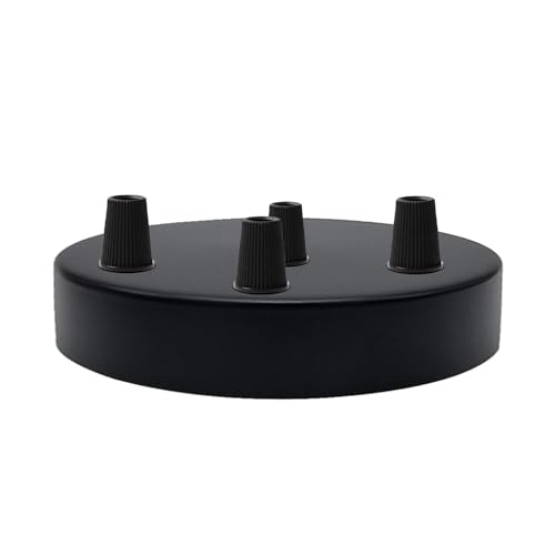 LEDSone Schwarze Deckenrosette von LEDSone, perfekt für Stoff-Flexkabel, Deckenleuchte aus Metall mit Zubehör für Decken- und Wandleuchte. (4 Outlet) von LEDSone