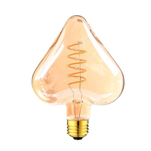 LEDSone Vintage-Edison-LED-Glühbirne, 4 W, E27-Schraubbirne, Retro-altmodische LED-Filament-Heard-förmige Glas-Antik-Lampe für schönes Design (Herz) [Energieklasse A] von LEDSone