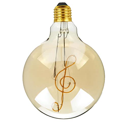 LEDSone Vintage G125 4W E27 Edison LED Schraube Leuchtmittel Retro Stil Liebe Musik Design Filament Glas Antik Warmweiß Innenlampe und dekorative Beleuchtung Leuchtmittel (1, Musik) von LEDSone
