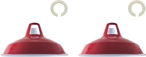 LEDSone Vintage Industrielle Pendelleuchten, Retro Modern Style Metall Lampenschirme, Antike Schirme für Deckenleuchten, Lampenschirme (Rot, 2er-Pack) von LEDSone