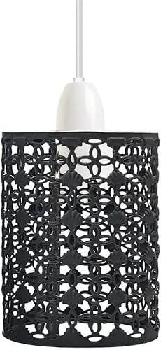 LEDSone Vintage Käfig-Lampenschirm aus Metall – Industrielle Metallkäfigleuchte, DIY-Deckenpendelleuchten für Esszimmer, Schlafzimmer, Loft, Flur (Black A) von LEDSone